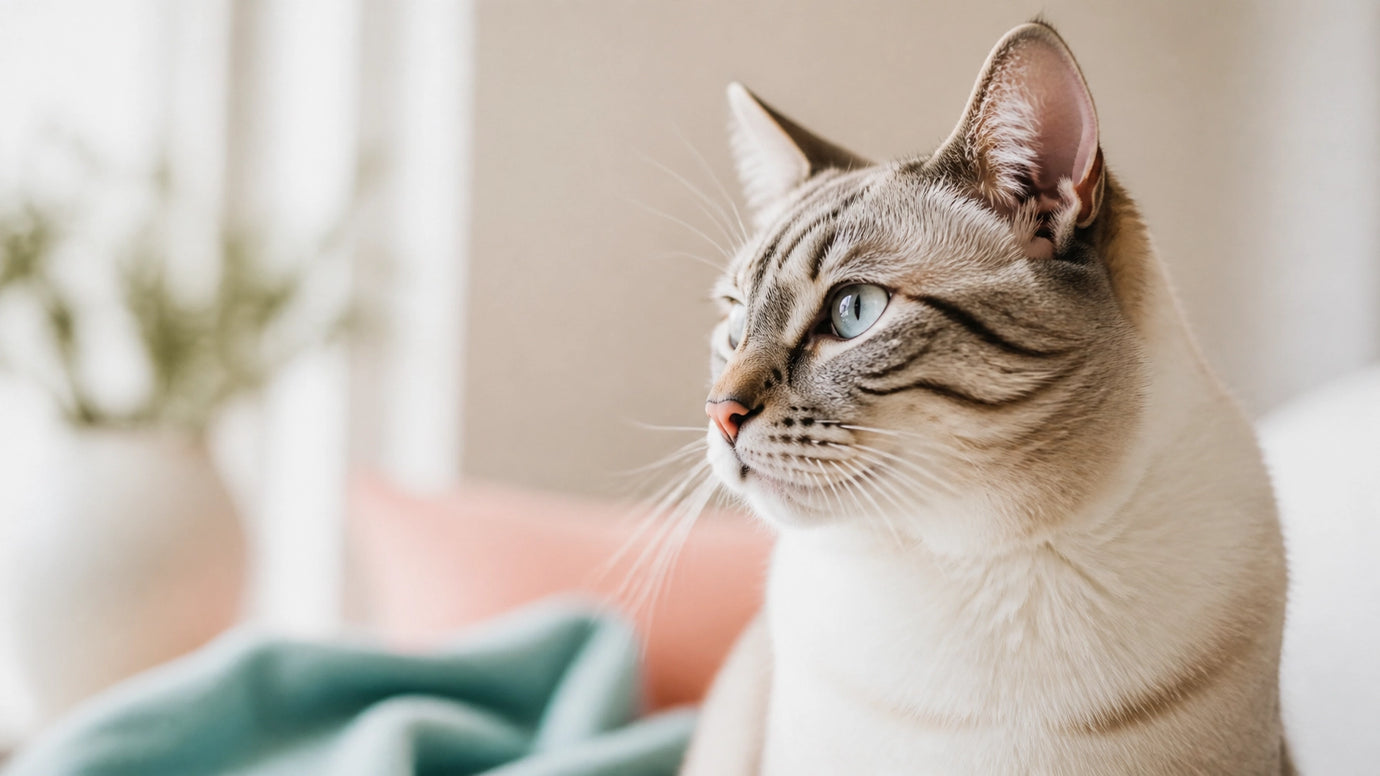 Calm cat showing subtle facial changes that may indicate pain